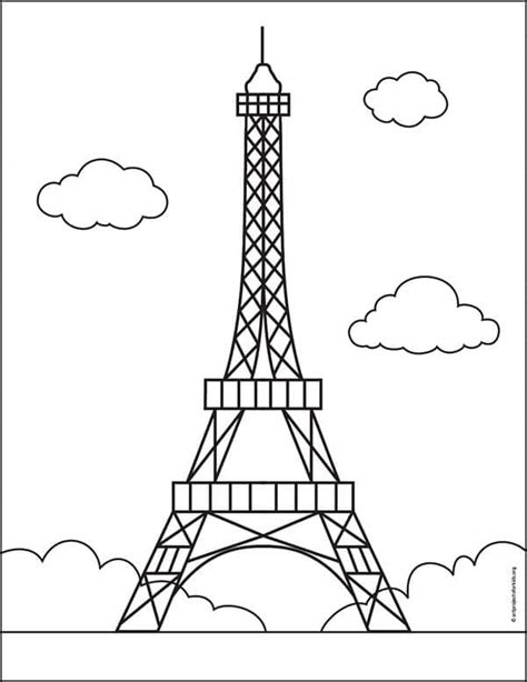 Straightforward Easy methods to Draw the Eiffel Tower Tutorial and Coloring Web page - Artshow24