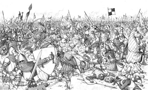 a drawing of the battle between knights and knights