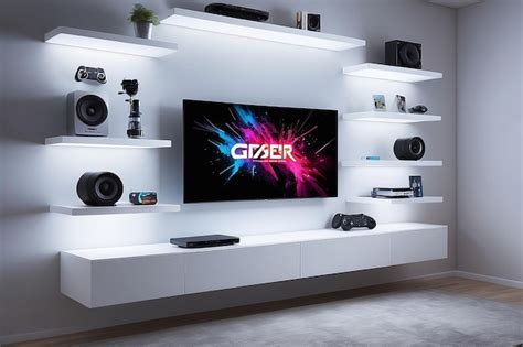 Premium Photo | A gamer room with white floating shelves adjustable LED ...