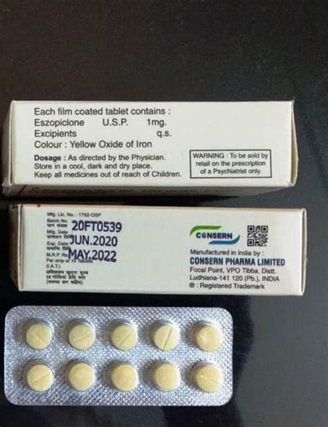 Eszopiclone 2mg Tablets, Non prescription, Treatment: Anti Anxiety at ...