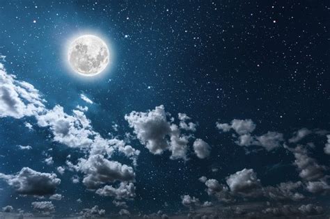 Night sky with stars and moon and clouds. | Photo Download | Night sky moon, Night moon images ...