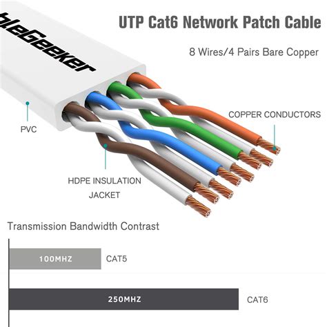 Cat 6 Ethernet Cable 100 ft (at a Cat5e Price but Higher Bandwidth) Flat Internet Network Cables ...