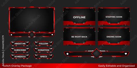 Twitch stream overlay package including facecam overlay, offline ...