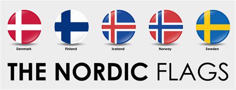 Nordic countries flag set of square flags Vector Image