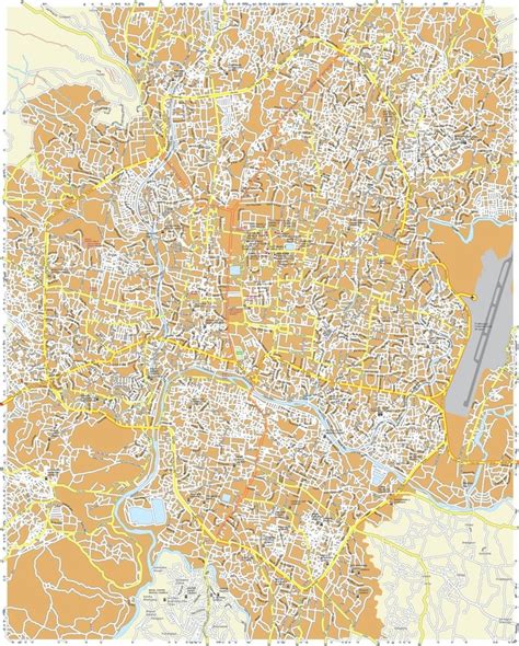 Katmandu Vector Map. EPS Illustrator Vector Maps of Asia Cities. Eps ...