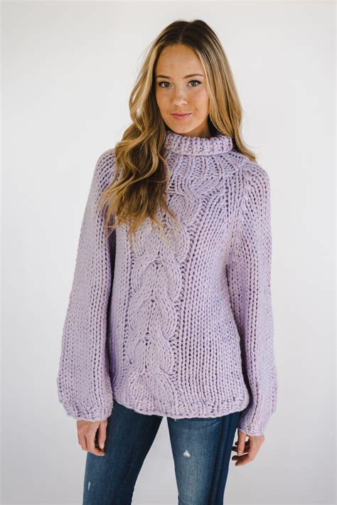 THE CHUNKY CABLE KNIT SWEATER IN LILAC