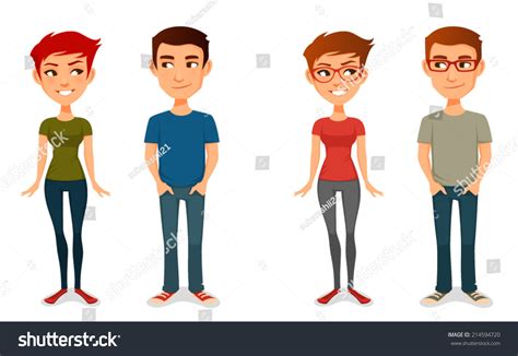 Cute Cartoon People Casual Outfits Glasses Stock Vector (Royalty Free ...