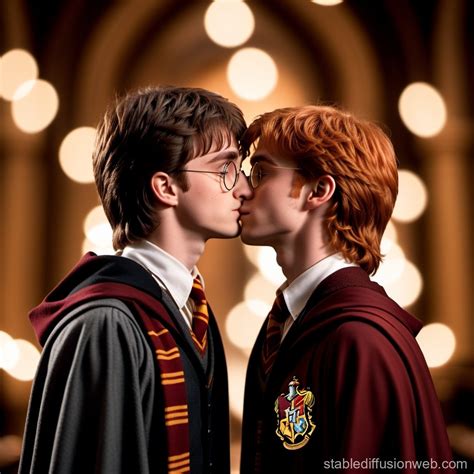 Harry Potter's Emotional Kiss with Ron | Stable Diffusion Online