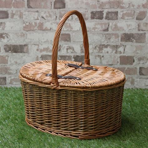 Oval Lidded Wicker Picnic Basket - The Basket Company