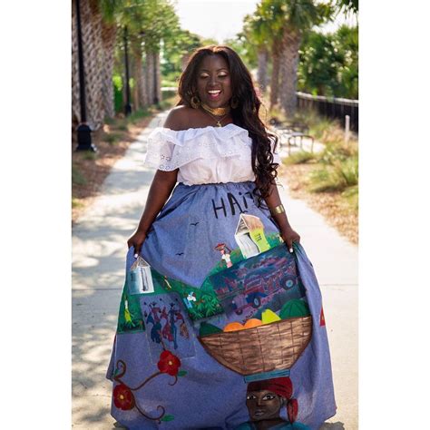 Handmade Women’s Karabela Skirt with Painting Expressing Haitian ...