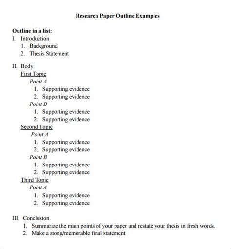 FREE 8+ Sample Research Paper Outline Templates in PDF