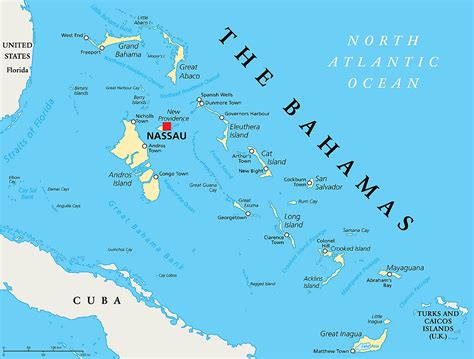 Labeled Map Of Bahamas Great Bahama Bank