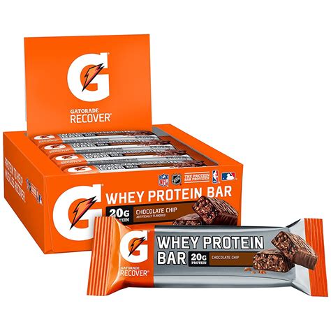 Gatorade Recover Whey Protein Bar, Chocolate Chip, 20g Protein, 12 Ct - Walmart.com - Walmart.com