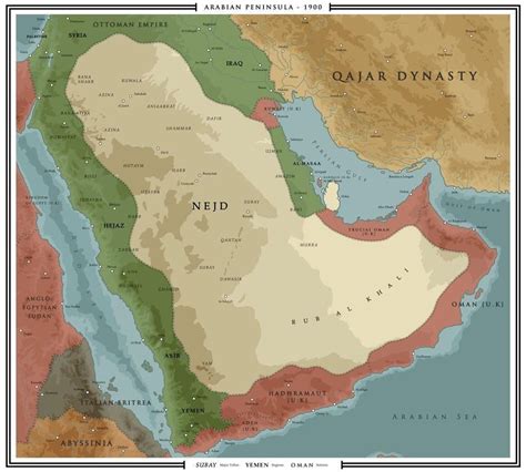 A 1900 AD map of the Arabian Peninsula | Arabian peninsula, Arabians, Map