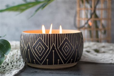 25 oz. Aztec-Inspired 3 Wick Citronella Candle | Patio Essentials