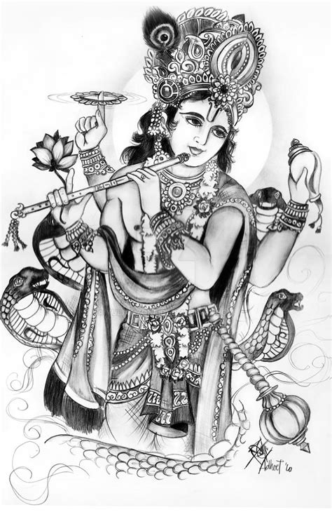 lord vishnu in pencil sketch by yulianzone on DeviantArt