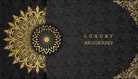 Premium Vector | A black and gold background with a gold pattern.