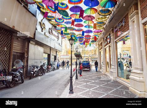 Tehran, Iran - March 18, 2018: View of beautiful Umbrella Street in ...