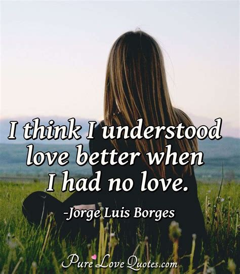 I think I understood love better when I had no love. | PureLoveQuotes