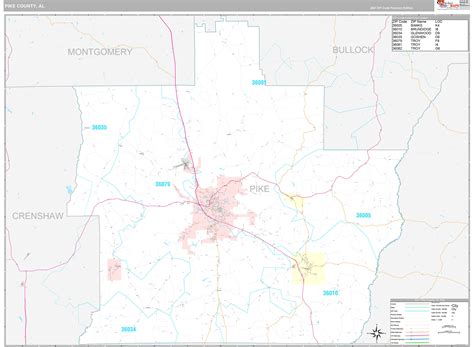 Pike County, AL Wall Map Premium Style by MarketMAPS - MapSales