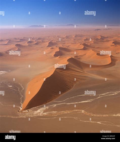 Namibia, Namib Desert, aerial view of the giant Sossusvlei sand dunes ...