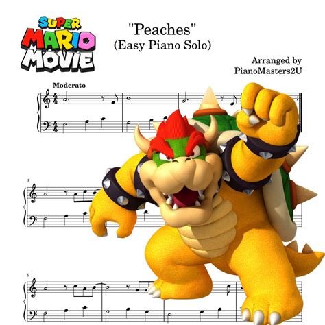 Peaches Piano Solo Super Mario Bro. Movie 2023 Song by Bowser Jack Black Easy Sheet Music ...