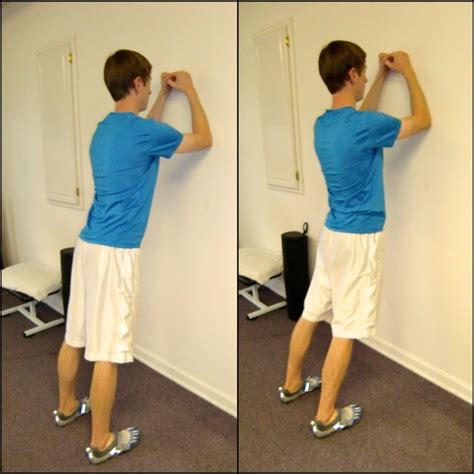 Standing lumbar extensionPlace elbows on wall. Allow hips to fall towards wall. | Home exercise ...