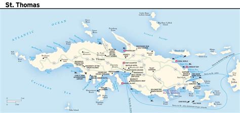 Large road map of St. Thomas Island, US Virgin Islands with other marks ...