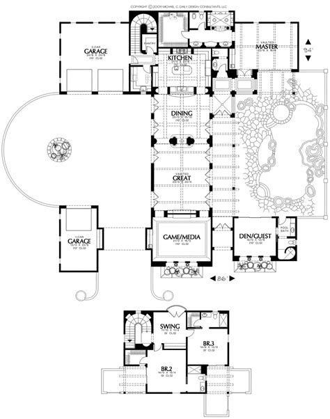 Spanish Style Home Plans With Courtyards - Spanish Courtyard Home Plan - 36817JG | Architectural ...