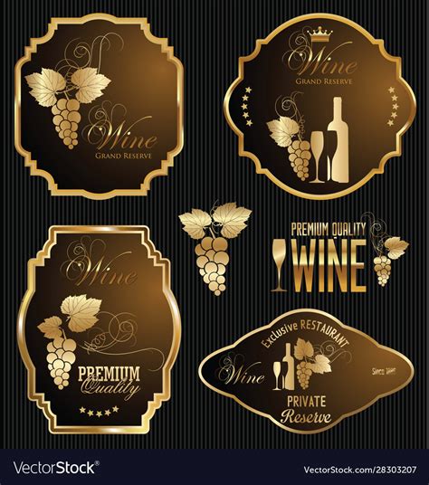 Wine gold and brown labels collection Royalty Free Vector