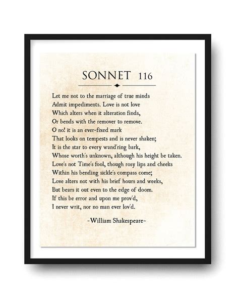 Sonnet 116 by William Shakespeare Poetry Art Love Poem Love - Etsy