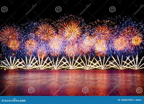 Australia Day Fireworks stock photo. Image of reflection - 108567030