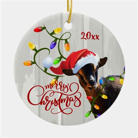 Funny Goat Tangled in Christmas Lights Ornament | Zazzle