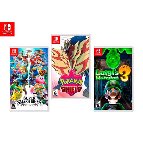 Juegos de Nintendo Switch: Super Smash Bross + Pokemon Shield + Luigis ...