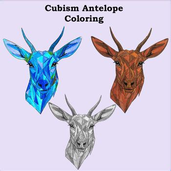 Cubism, Pablo Picasso inspired coloring lesson. Antelope Printable template
