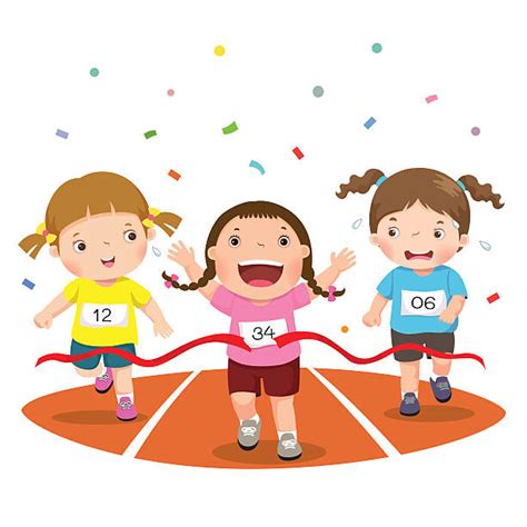 Royalty Free Cartoon Of Children Running Race Clip Art, Vector Images ...