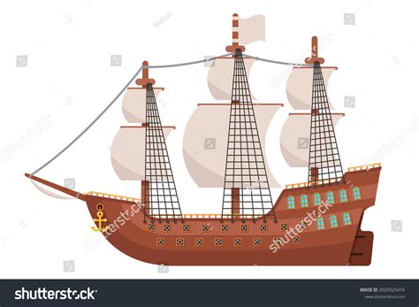 Age Sail Galeon Wooden Sailing Ship Stock Vector (Royalty Free) 2029325474 | Shutterstock