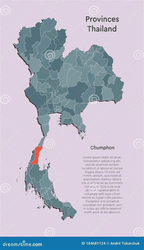 Asia Country Thailand Map Or Province Chumphon Stock Vector ...