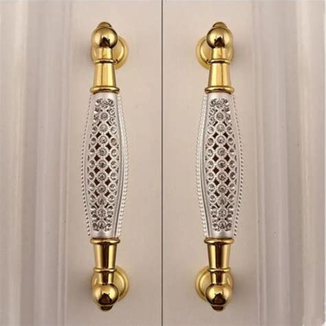 128mm glass diamond villadom furniture handle cutout k9 crystal kitchen cabinet pulls 5" 24K ...