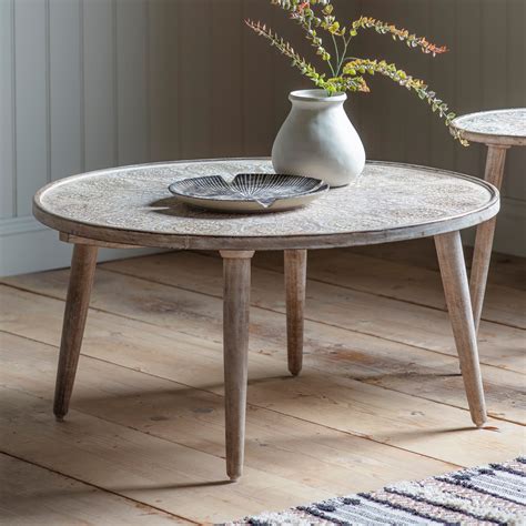 Farah 91cm Round Light Mango Wood Coffee Table | Knees.co.uk