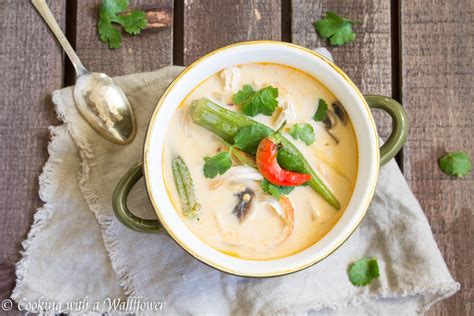 Spicy Thai Chicken Coconut Soup with Okra and Mushrooms - Cooking with ...