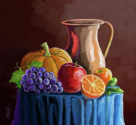 Art & Collectibles Painting Acrylic Woman Portrait Painting Fruits Canvas Painting Food Inspired ...