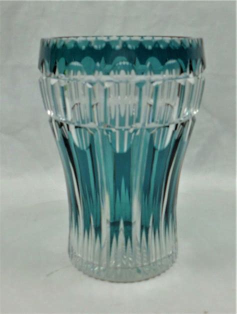 Teal over crystal glass vase designed by Joseph Simon | BADA