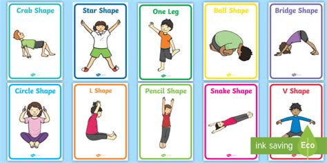 Make Shapes Flashcards - gymnastics, balance, movement, game