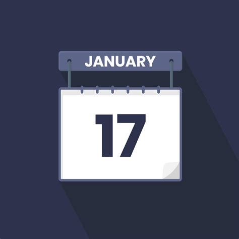 17th January calendar icon. January 17 calendar Date Month icon vector ...