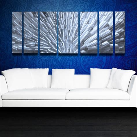 "Bloom" 68"x24" Large Silver Modern Abstract Metal Wall Art Sculpture ...