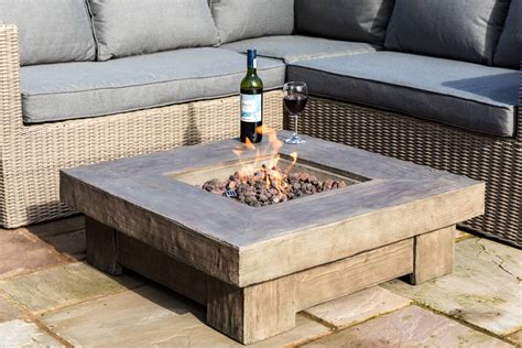 Peaktop - Outdoor Retro Wood Look Square Propane Gas Fire Pit - Walmart ...