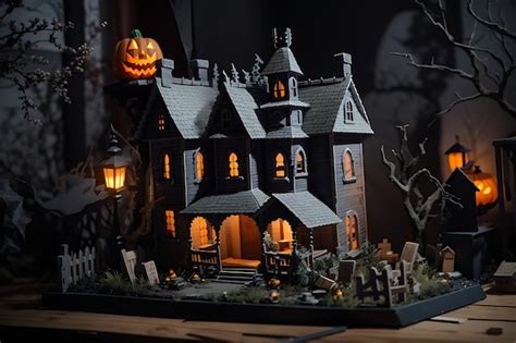 Premium AI Image | Miniature haunted house diorama with spooky details ...