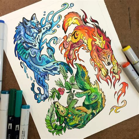 310- Elemental Wolves by Lucky978 on DeviantArt