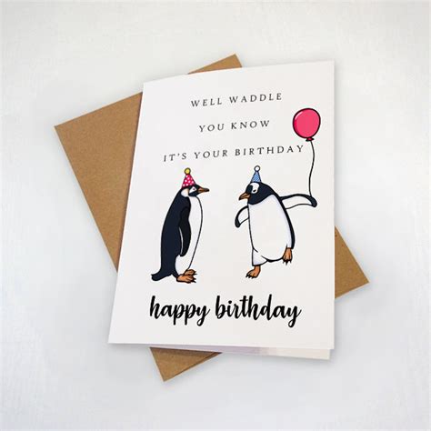 Cute Penguins Birthday Card Adorable Birthday for Daughter - Etsy